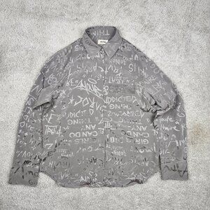 Zadig & Voltaire Womens Button Shirt Size Extra Small XL 100% Silk Text Print